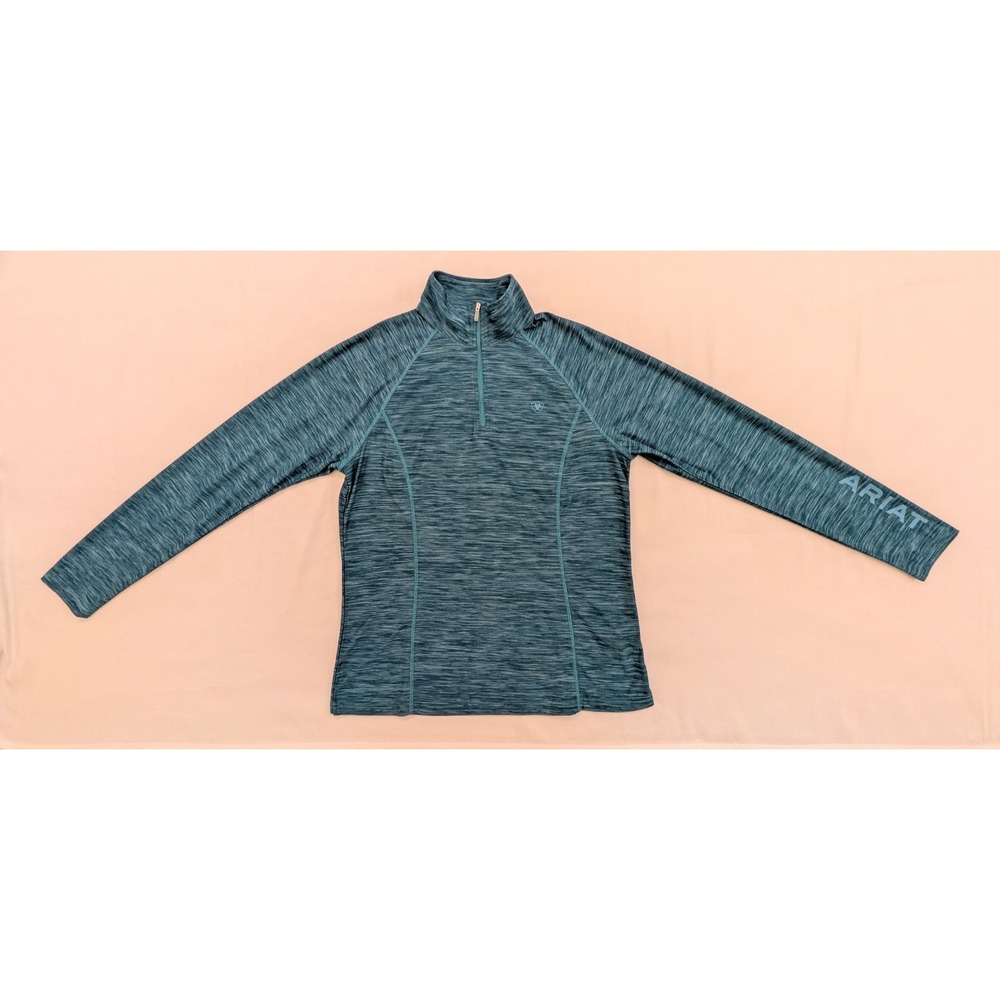 ARIAT Tek Women's Laguna Long Sleeve 1/4 Zip Pullover Top Teal Blue Large L